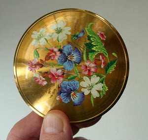 Vintage 1950s British POWDER COMPACT with Floral Design. Probably by MELISSA