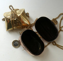 Load image into Gallery viewer, Collectable PAIR of Vintage 1930s Indian Brass and Copper Hanging Pillow Shape Purses
