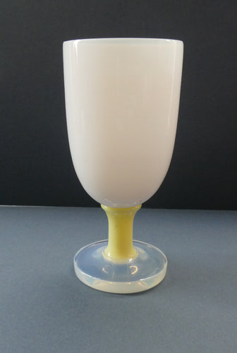 Vintage French Art Glass. SEVRES Cristalleries White & Yellow Opaline  Goblet