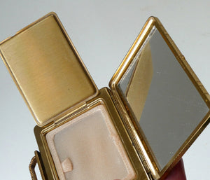 Pretty 1950s Novelty KIGU Vintage Powder Compact in the Shape of a Handbag or Wee Case. PRISTINE