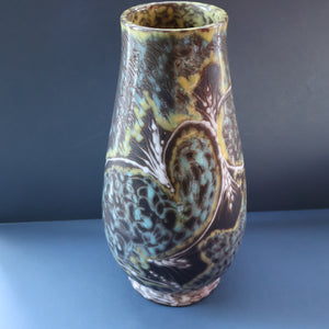 DANISH POTTERY. Large 1950s Soholm Pottery Sculpture Vase. Signed by Svend Aage Jensen. 13 1/4 inches