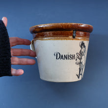 Load image into Gallery viewer, SCOTTISH POTTERY. Antique PORT DUNDAS (Glasgow) Stoneware Crock with Handle. DANISH DAIRY
