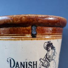 Load image into Gallery viewer, SCOTTISH POTTERY. Antique PORT DUNDAS (Glasgow) Stoneware Crock with Handle. DANISH DAIRY
