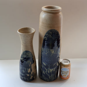 STUDIO POTTERY. Very Tall Vase with Abstract Floral Motifs. Crich Pottery (Diana Worthy)