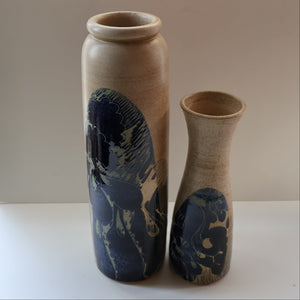 STUDIO POTTERY. Very Tall Vase with Abstract Floral Motifs. Crich Pottery (Diana Worthy)