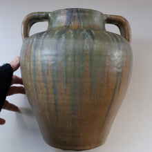 Load image into Gallery viewer, Large 1940s UPCHURCH British Studio Art Pottery Vase in Attractive Streaky Blue and Grey Glazes. Height: 10 inches
