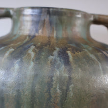 Load image into Gallery viewer, Large 1940s UPCHURCH British Studio Art Pottery Vase in Attractive Streaky Blue and Grey Glazes. Height: 10 inches
