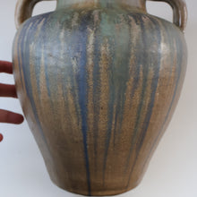 Load image into Gallery viewer, Large 1940s UPCHURCH British Studio Art Pottery Vase in Attractive Streaky Blue and Grey Glazes. Height: 10 inches
