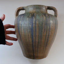 Load image into Gallery viewer, Large 1940s UPCHURCH British Studio Art Pottery Vase in Attractive Streaky Blue and Grey Glazes. Height: 10 inches
