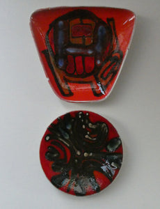 PAIR of 1970s Poole DELPHIS Dishes. Both Abstract Designs by Carol Cutler