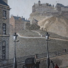 Load image into Gallery viewer, SCOTTISH ART. Georgian Engraving 1804 by James Fittler after John Claude Nattes, Edinburgh Castle from Registar House. FRAMED
