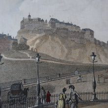 Load image into Gallery viewer, SCOTTISH ART. Georgian Engraving 1804 by James Fittler after John Claude Nattes, Edinburgh Castle from Registar House. FRAMED
