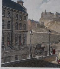 Load image into Gallery viewer, SCOTTISH ART. Georgian Engraving 1804 by James Fittler after John Claude Nattes, Edinburgh Castle from Registar House. FRAMED
