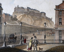 Load image into Gallery viewer, SCOTTISH ART. Georgian Engraving 1804 by James Fittler after John Claude Nattes, Edinburgh Castle from Registar House. FRAMED
