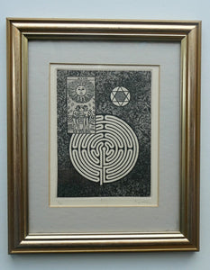 SCOTTISH ART. Alfons Bytautas, RSA. Mystical Symbols Etching. Pencil Signed