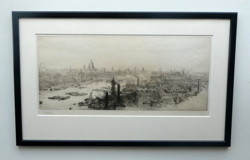 ORIGINAL ETCHING: William Lionel Wyllie (1851 – 1931)  THE CITY OF LONDON with St Paul's in the Distance