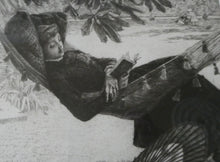 Load image into Gallery viewer, French Art: James TISSOT (1836 - 1902). The Hammock or Le Hamac (1880). Etching and Drypoint. Framed
