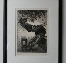 Load image into Gallery viewer, French Art: James TISSOT (1836 - 1902). The Hammock or Le Hamac (1880). Etching and Drypoint. Framed
