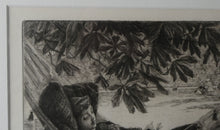 Load image into Gallery viewer, French Art: James TISSOT (1836 - 1902). The Hammock or Le Hamac (1880). Etching and Drypoint. Framed
