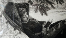 Load image into Gallery viewer, French Art: James TISSOT (1836 - 1902). The Hammock or Le Hamac (1880). Etching and Drypoint. Framed
