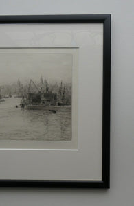 ORIGINAL ETCHING: William Lionel Wyllie (1851 – 1931) LEITH HARBOUR, Edinburgh. Pencil Signed