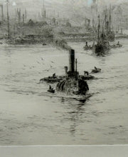 Load image into Gallery viewer, ORIGINAL ETCHING: William Lionel Wyllie (1851 – 1931) LEITH HARBOUR, Edinburgh. Pencil Signed
