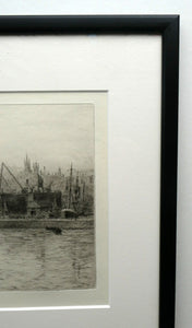 ORIGINAL ETCHING: William Lionel Wyllie (1851 – 1931) LEITH HARBOUR, Edinburgh. Pencil Signed