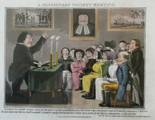 Load image into Gallery viewer, Extremely Rare GEORGIAN Print Entitled &quot;A Missionary Society Meeting&quot;. Published 1826
