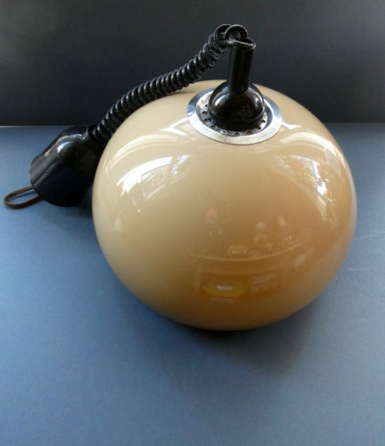 1970s GUZZINI Era Pendant Hanging RISE and FALL Light Shade with Chrome Cap and Handle