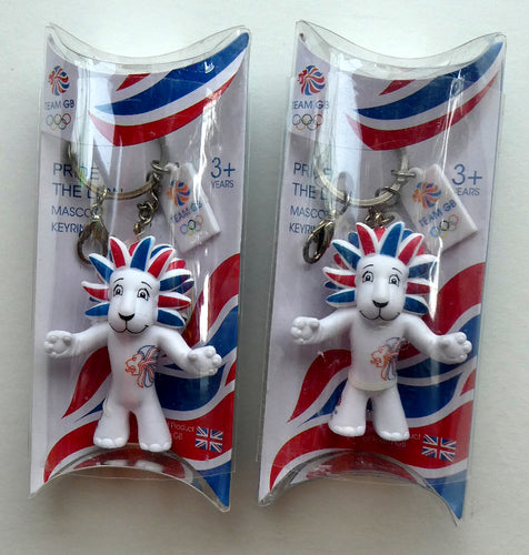 OLYMPICS SOUVENIR. London 2012 PAIR of Pride the Lion Mascot Keyrings. In Original Packaging