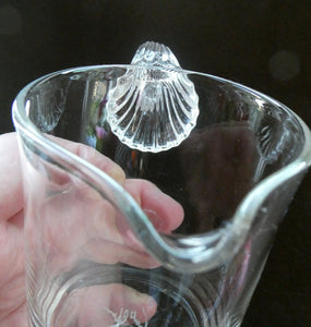 British ART Glass. Pretty Clear Glass NAUTILUS Water Jug by Bob Crooks and Phil Attrill FIRST GLASS