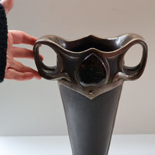 Load image into Gallery viewer, Fabulous LARGE 1900s  Antique BRETBY &quot;Copperette&quot; Art Nouveau Vase with Jewelled Cabochons
