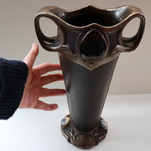 Load image into Gallery viewer, Fabulous LARGE 1900s  Antique BRETBY &quot;Copperette&quot; Art Nouveau Vase with Jewelled Cabochons
