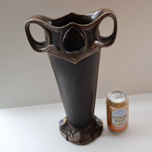 Load image into Gallery viewer, Fabulous LARGE 1900s  Antique BRETBY &quot;Copperette&quot; Art Nouveau Vase with Jewelled Cabochons
