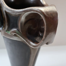 Load image into Gallery viewer, Fabulous LARGE 1900s  Antique BRETBY &quot;Copperette&quot; Art Nouveau Vase with Jewelled Cabochons
