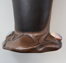 Load image into Gallery viewer, Fabulous LARGE 1900s  Antique BRETBY &quot;Copperette&quot; Art Nouveau Vase with Jewelled Cabochons
