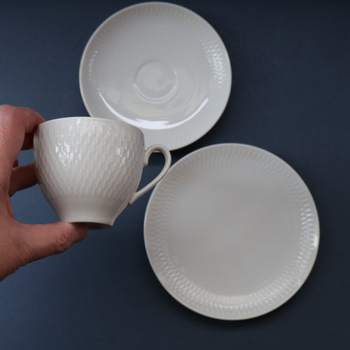 Stylish 1960s Danish Complete ROYAL COPENHAGEN Trio. Cup, Saucer and Coffee Cup; WHEAT Pattern 