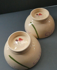 RARE Emma Bridgewater Pair of Footed Bowls with Lettering SUMMERTIME TULIPS