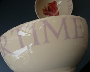 RARE Emma Bridgewater Pair of Footed Bowls with Lettering SUMMERTIME TULIPS