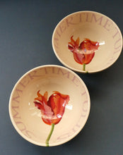 Load image into Gallery viewer, RARE Emma Bridgewater Pair of Footed Bowls with Lettering SUMMERTIME TULIPS
