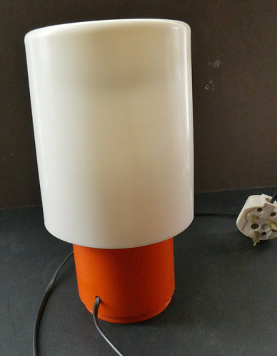 1960s Orange and White Plastic Table Bedside Lamp