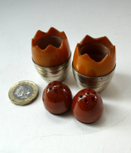 Load image into Gallery viewer, Pair of Vintage 1930s Amber Bakelite and Silver Art Deco Novelty Pepper Pots
