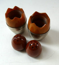 Load image into Gallery viewer, Pair of Vintage 1930s Amber Bakelite and Silver Art Deco Novelty Pepper Pots
