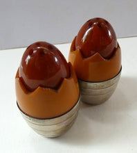 Load image into Gallery viewer, Pair of Vintage 1930s Amber Bakelite and Silver Art Deco Novelty Pepper Pots
