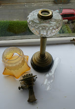 Load image into Gallery viewer, Large Antique VICTORIAN Paraffin or Oil Lamp with Brass Pillar. COMPLETE
