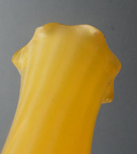 Load image into Gallery viewer, Vintage 1950s Italian / Murano Tall Glass Vase with Pale Yellow and Lemon Stripes. Height 10 inches
