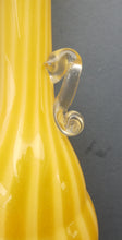 Load image into Gallery viewer, Vintage 1950s Italian / Murano Tall Glass Vase with Pale Yellow and Lemon Stripes. Height 10 inches
