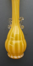 Load image into Gallery viewer, Vintage 1950s Italian / Murano Tall Glass Vase with Pale Yellow and Lemon Stripes. Height 10 inches
