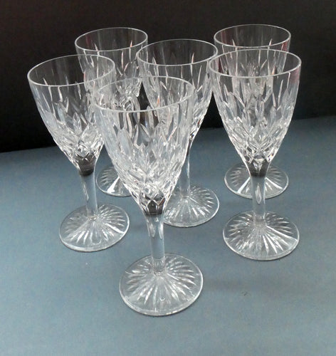 Vintage STUART Crystal. Set of SIX TEWKESBURY Pattern Wine Glasses. Height: 6 7/8 inches