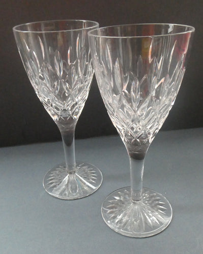 Vintage STUART Crystal. Pair of TEWKESBURY Pattern Wine Glasses. Height: 6 7/8 inches 